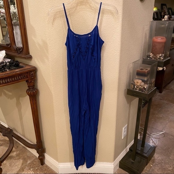 Staring At Stars Women Midnight Blue Crochet Jumpsuit Size Xsmall - Picture 1 of 10